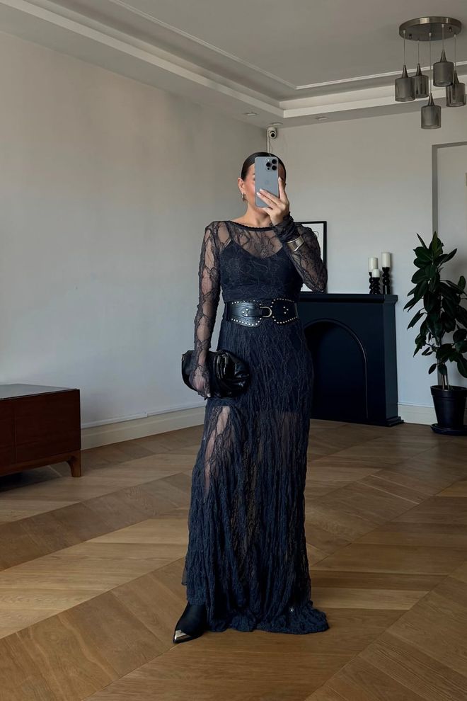 Tuba Elegant Black Bodycon Floor Length Dress Wholesale Clothing Formal