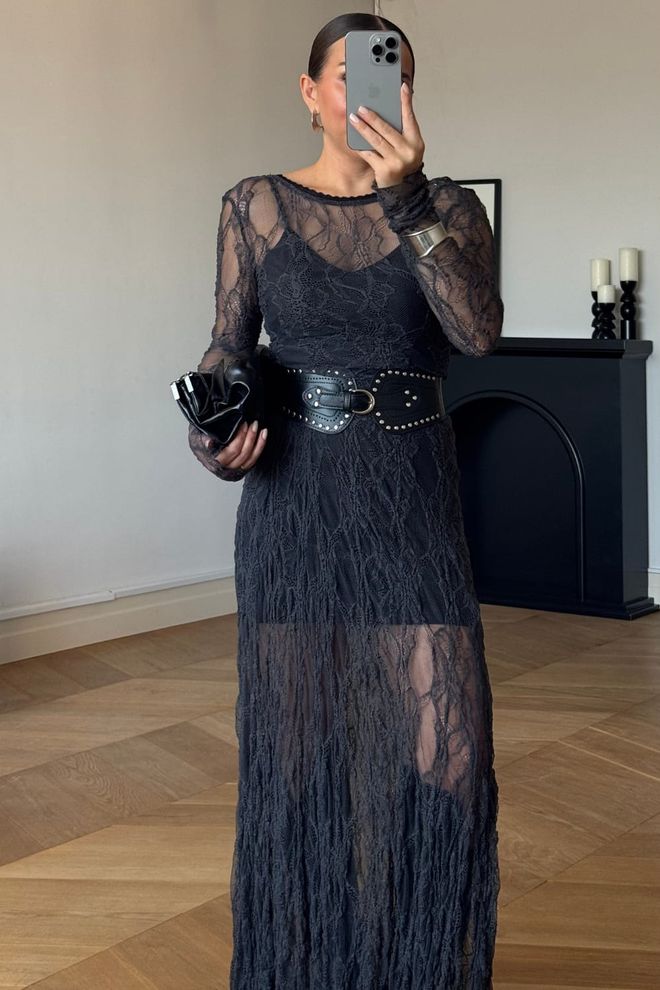 Tuba Elegant Black Bodycon Floor Length Dress Wholesale Clothing 1