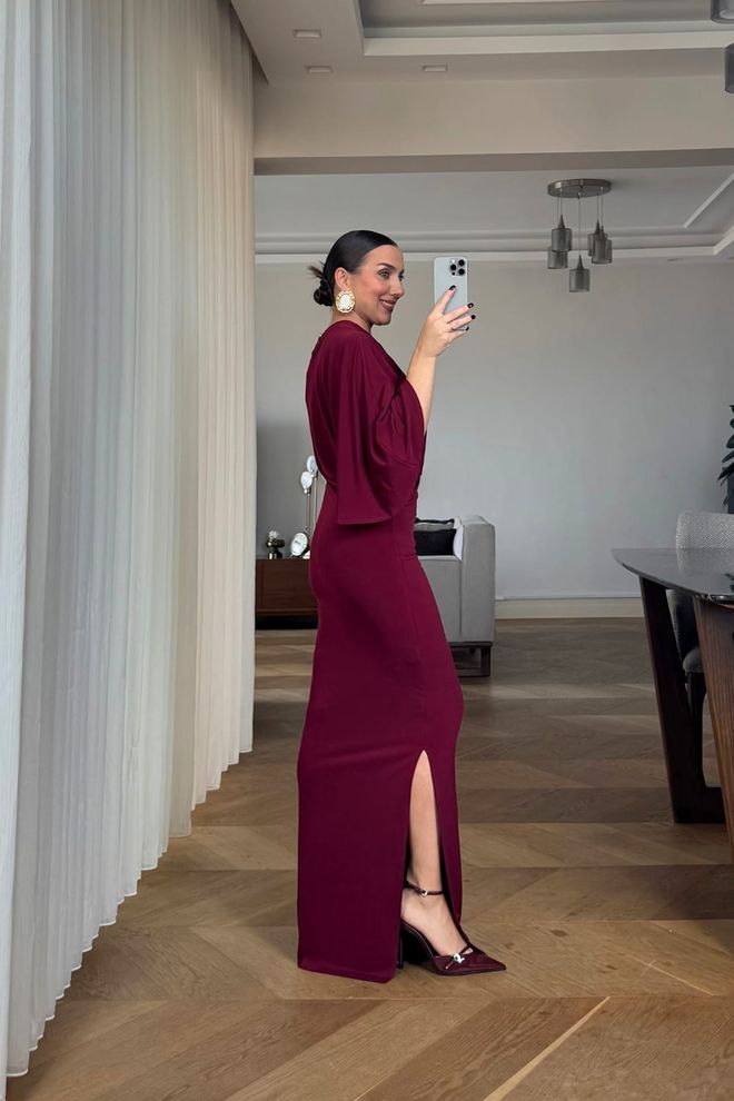 Tuba Claret Red Elegant Formal Glam Sheath Dress Wholesale Clothing Fall