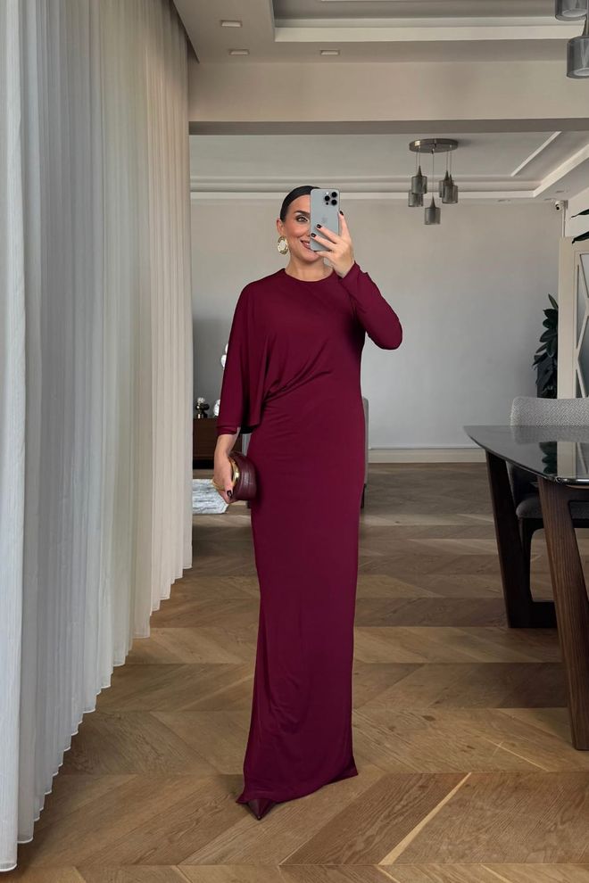Tuba Claret Red Elegant Formal Glam Sheath Dress Wholesale Clothing 5