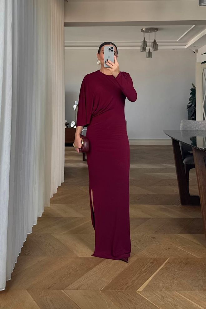 Tuba Claret Red Elegant Formal Glam Sheath Dress Wholesale Clothing 1