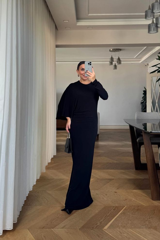 Tuba Elegant Black Bodycon Dress With 3/4 Sleeves Wholesale Clothing 1