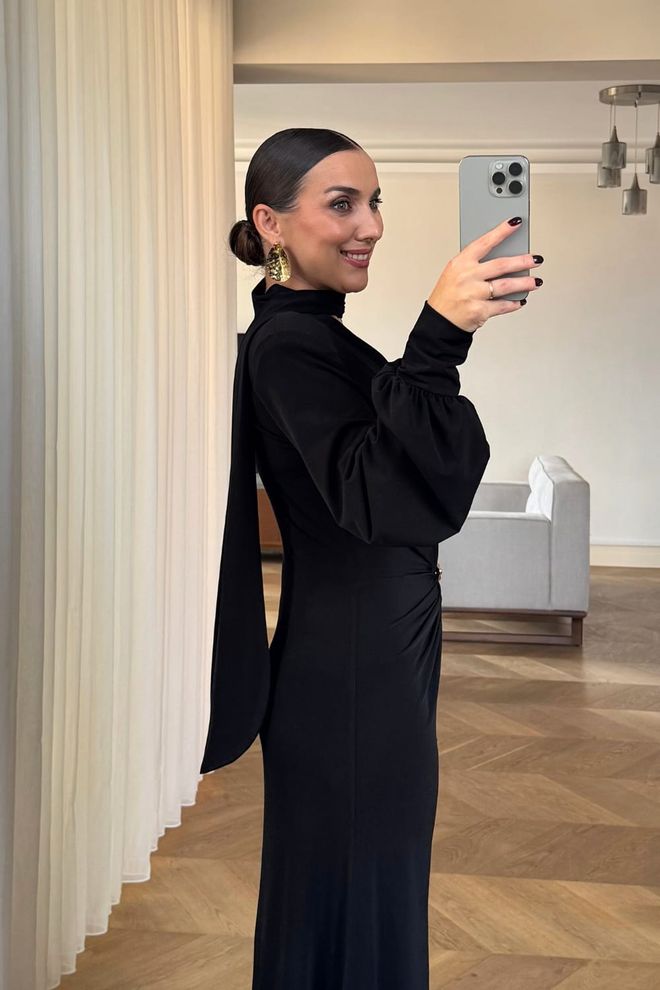 Tuba Black Elegant Glam Sheath Dress With Ballon Sleeves Wholesale Clothing Formal