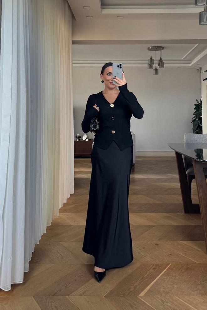 Tuba Saia Preta Elegante Formal Sexy Sereia Maxi Cintura Média Roupas por atacado Trabalho