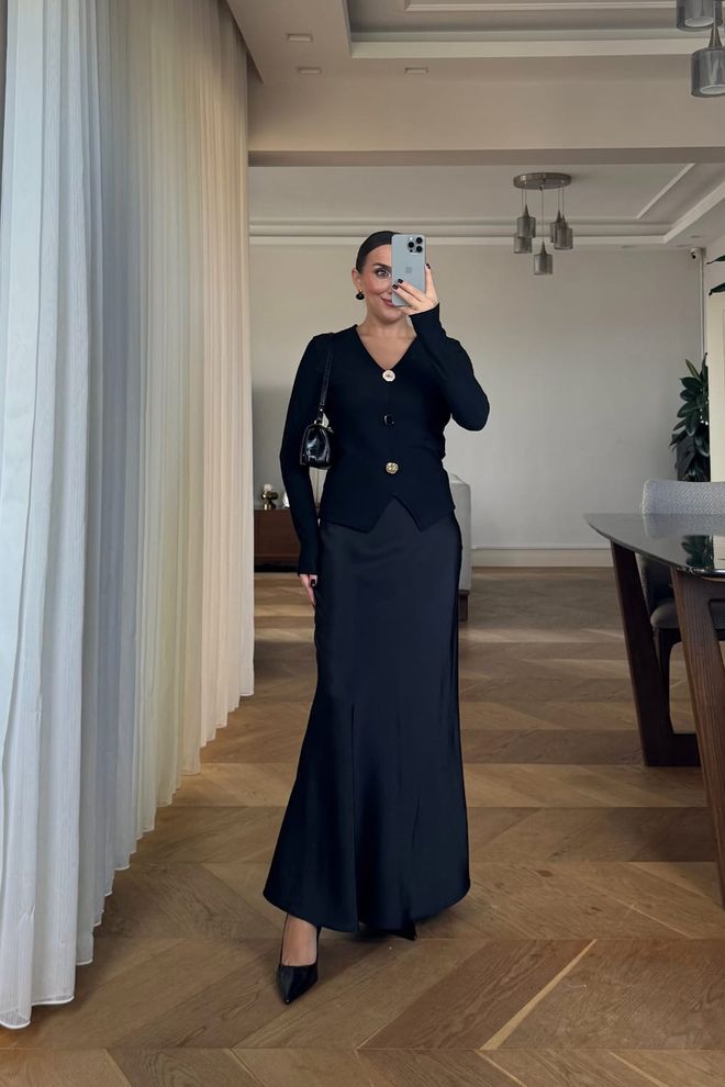Tuba Saia Preta Elegante Formal Sexy Sereia Maxi Cintura Média Roupas por atacado Sensual