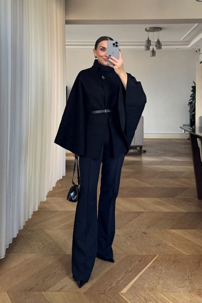 Tuba Casaco Preto Elegante Single Breasted Com Colarinho Alto Roupas por atacado 1