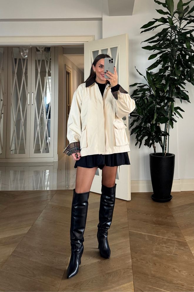 Tuba Beiger Auto Mantel Mit Oversized Passform Und Reißverschluss Großhandelskleidung Arbeit