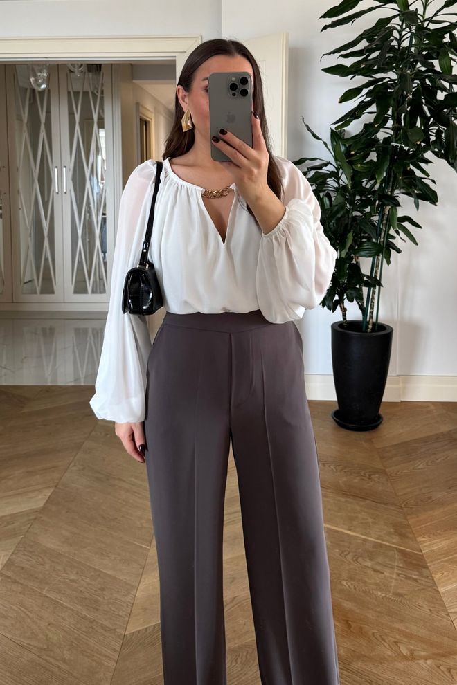 Tuba Grey Elegant Formal Palazzo Pants Wholesale Clothing Spring