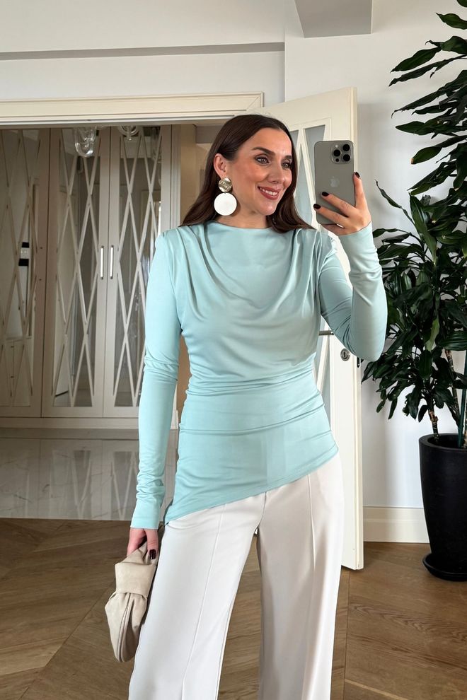 Tuba Chemise Bleue Élégante Formelle Décontractée Vêtements en gros Décontracté