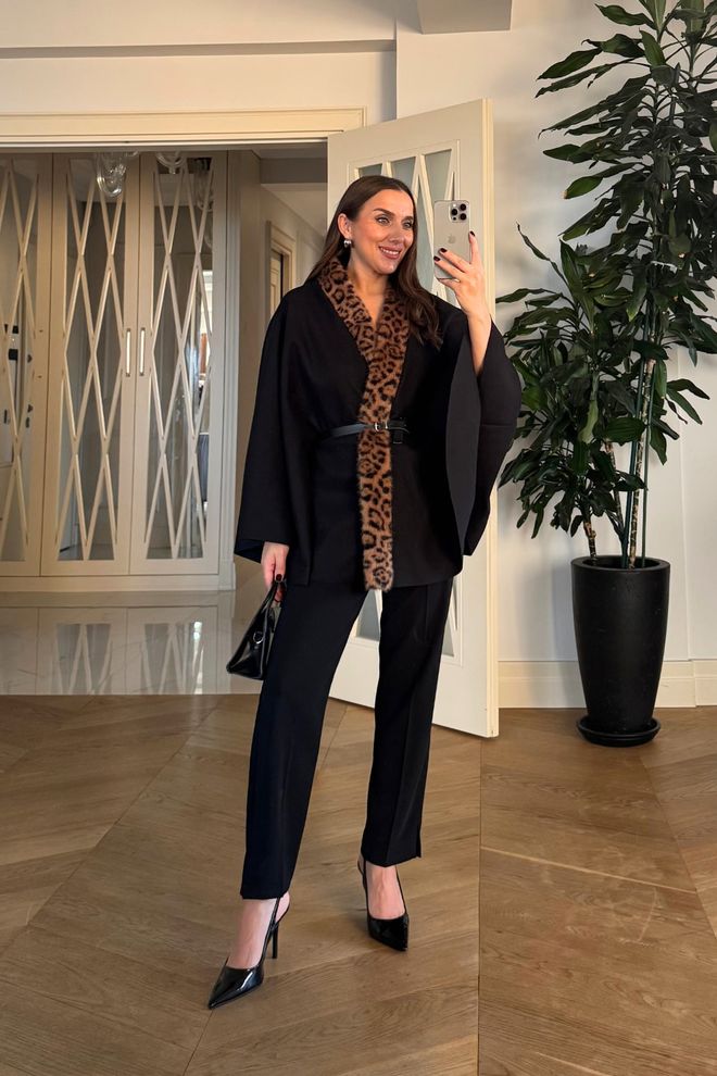 Tuba Blouson Enveloppant Élégant Noir Vêtements en gros Décontracté