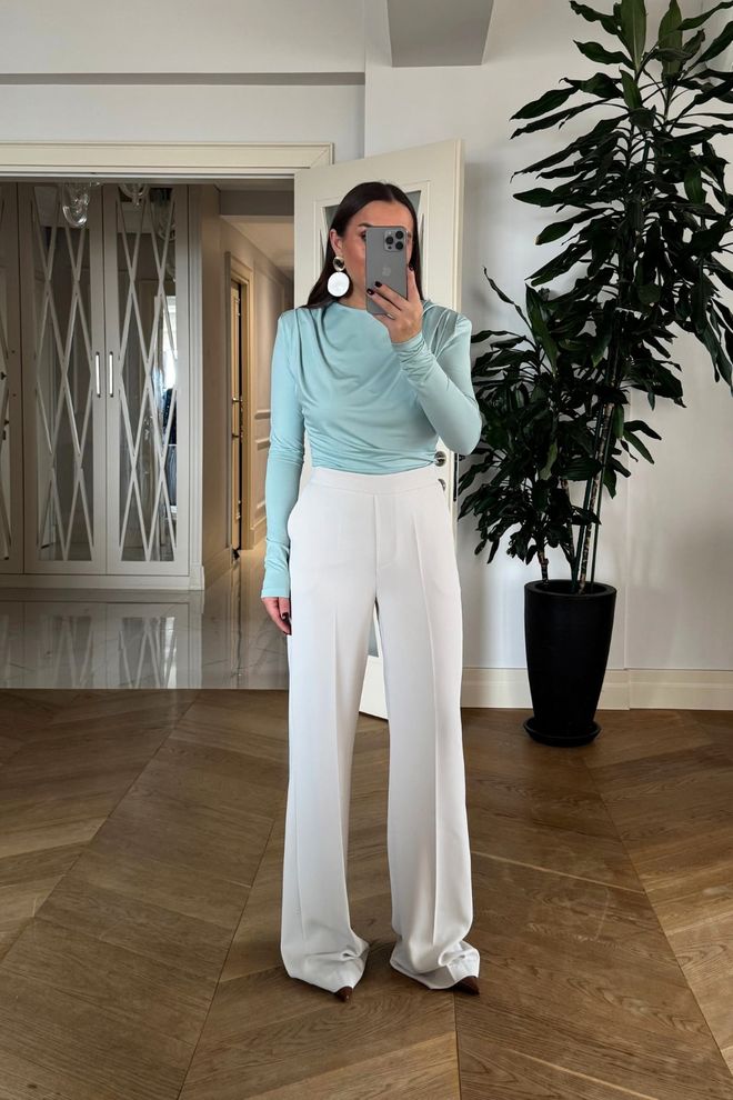 Tuba Weiße Elegante Palazzo Hose Mit Hoher Taille Großhandelskleidung Arbeit