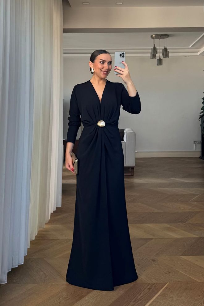 Tuba Crna Haljina Elegantan Formalni Sexy Na Preklop Veleprodaja odjeće Sexy