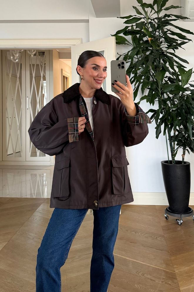 Tuba Brauner Oversize Car Mantel Mit Spitzkragen Großhandelskleidung 1