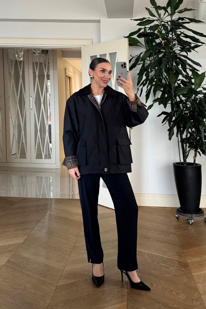 Tuba Schwarzer Übergroßer Einreihiger Mantel Mit Gekerbtem Kragen Großhandelskleidung Arbeit