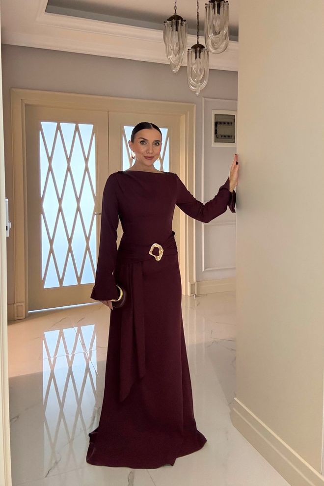 Tuba Claret Red Elegant Long Sleeve Sheath Dress Wholesale Clothing Fall