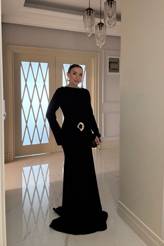 Tuba Elegant Black A Line Dress With Long Sleeves Wholesale Clothing 1