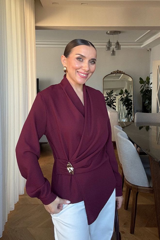 Tuba Camicia Formale Elegante Bordeaux Abbigliamento all'ingrosso Formale