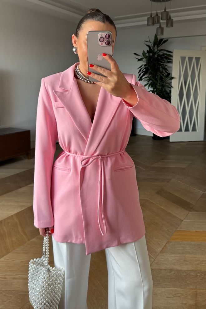 Tuba Jaqueta Blazer Cor de rosa Elegante De Um Botão Roupas por atacado Casual