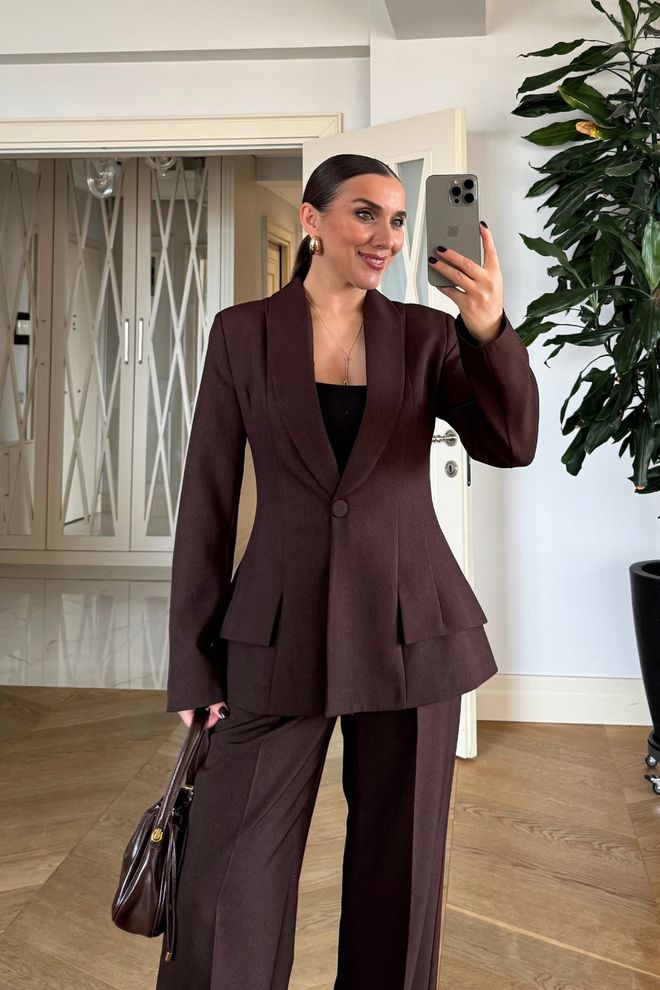 Tuba Jaqueta Castanha Formal Elegante Roupas por atacado Outono