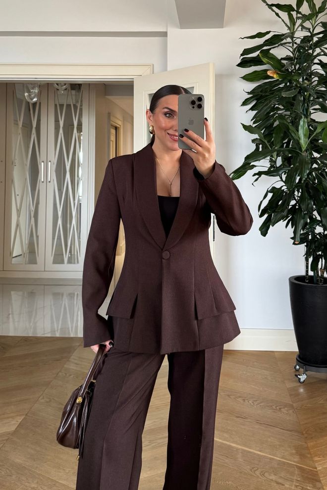 Tuba Jaqueta Castanha Formal Elegante Roupas por atacado 5