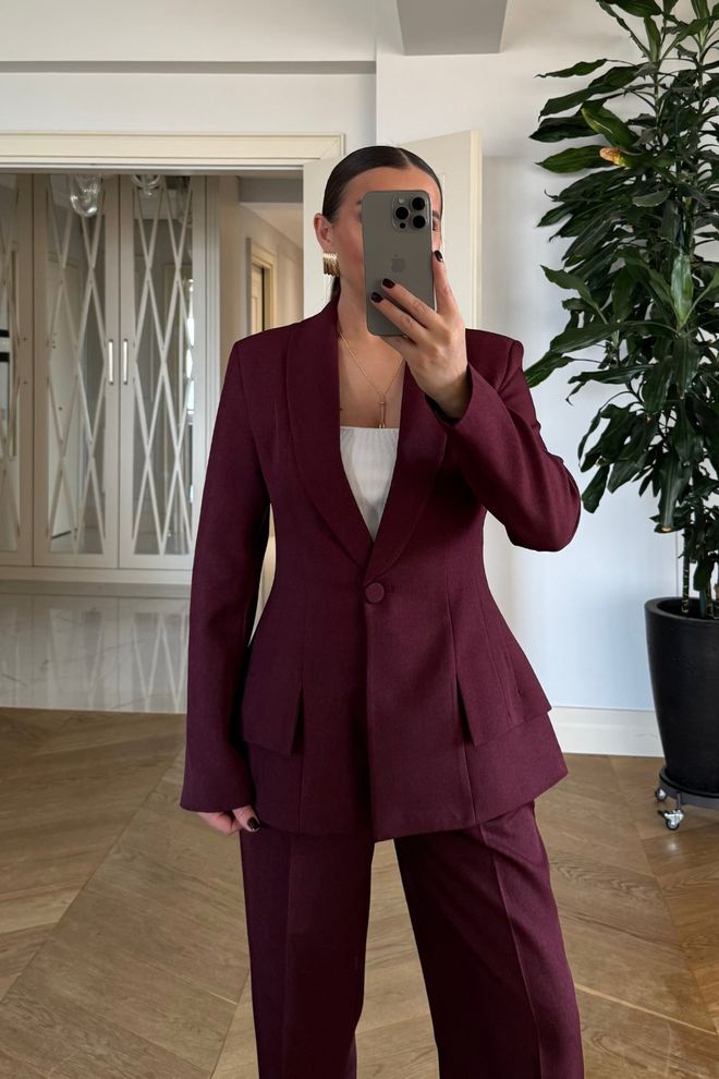 Tuba Jaqueta Formal Slim Fit Vermelho Clarete Roupas por atacado Outono