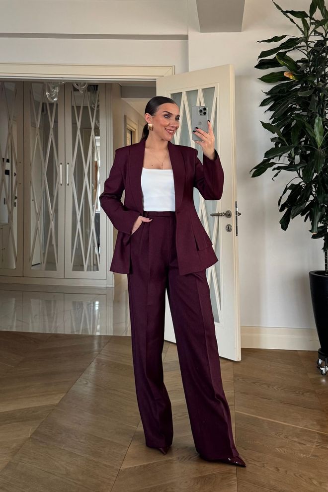 Tuba Pantaloni Formale Elegante Bordeaux Abbigliamento all'ingrosso Formale