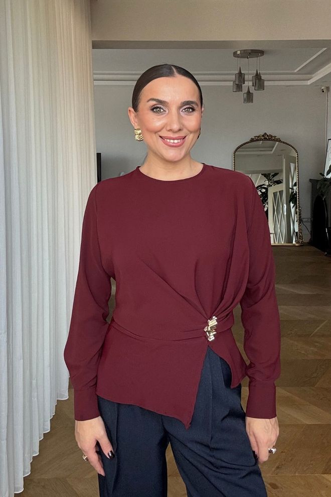 Tuba Majica Bordo Rdeča Eleganten Formalno Ležerno Oblačila na debelo Ležerno