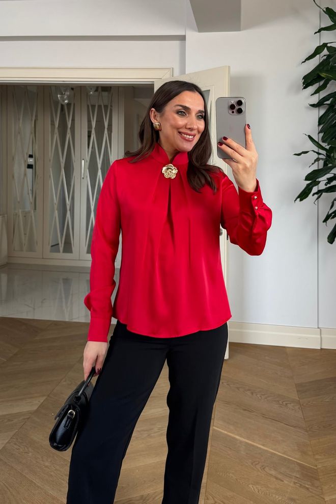 Tuba Chemise Rouge Formelle Élégante Vêtements en gros Formel