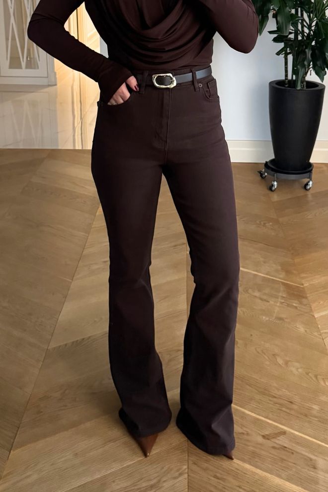 Tuba Brown Elegant High Waist Bootcut Pants Wholesale Clothing Vintage