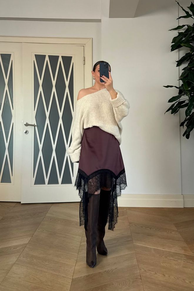 Tuba Claret Red Skirt Asymmetrical Midi Pull On Wholesale Clothing Work