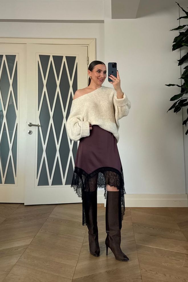 Tuba Falda Rojo Clarete Asimétrico Midi Pull On Ropa al por mayor Casual