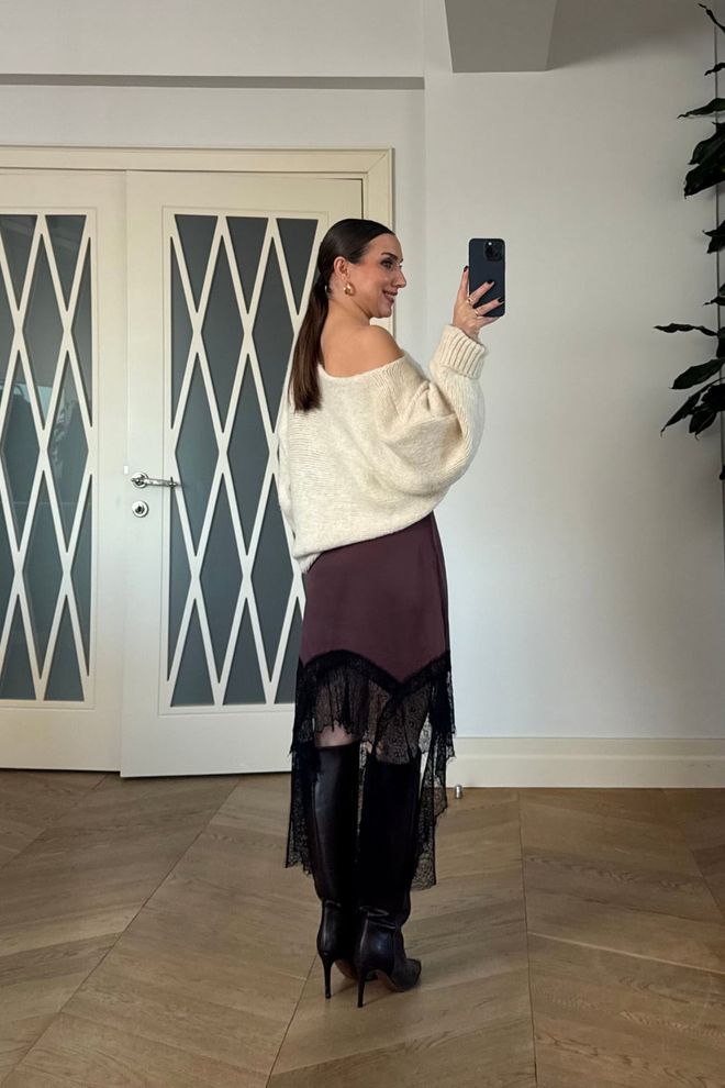 Tuba Claret Red Skirt Asymmetrical Midi Pull On Wholesale Clothing Cocktail