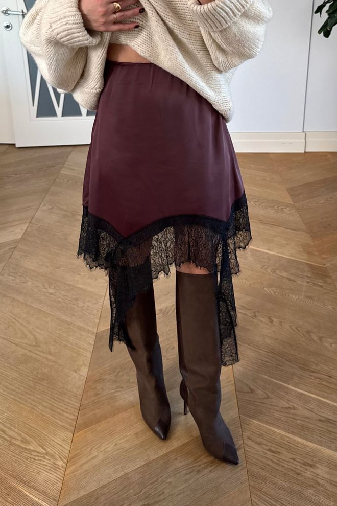 Tuba Claret Red Skirt Asymmetrical Midi Pull On Wholesale Clothing 1