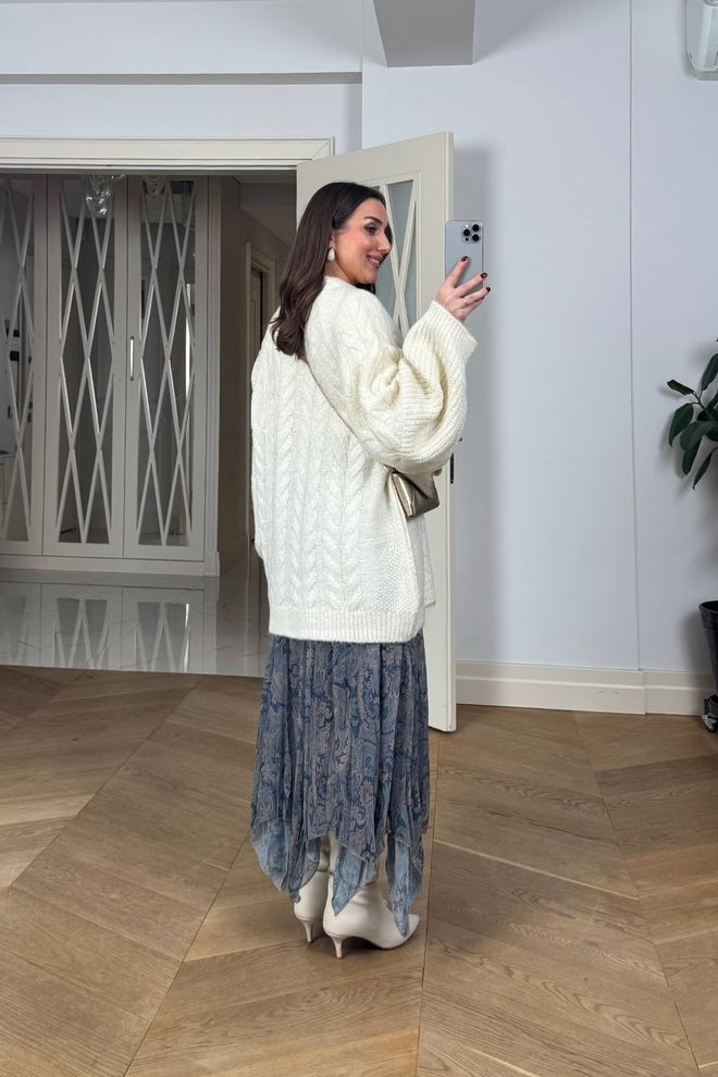 Tuba Blue Boho Midi Asymmetrical Skirt Wholesale Clothing 5