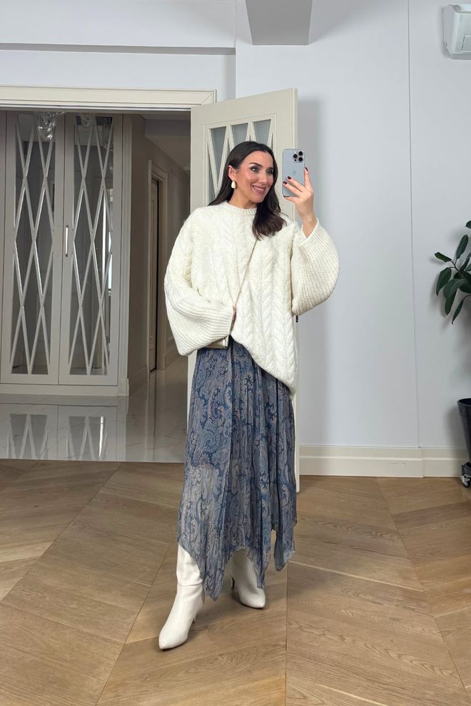 Tuba Blue Boho Midi Asymmetrical Skirt Wholesale Clothing 1