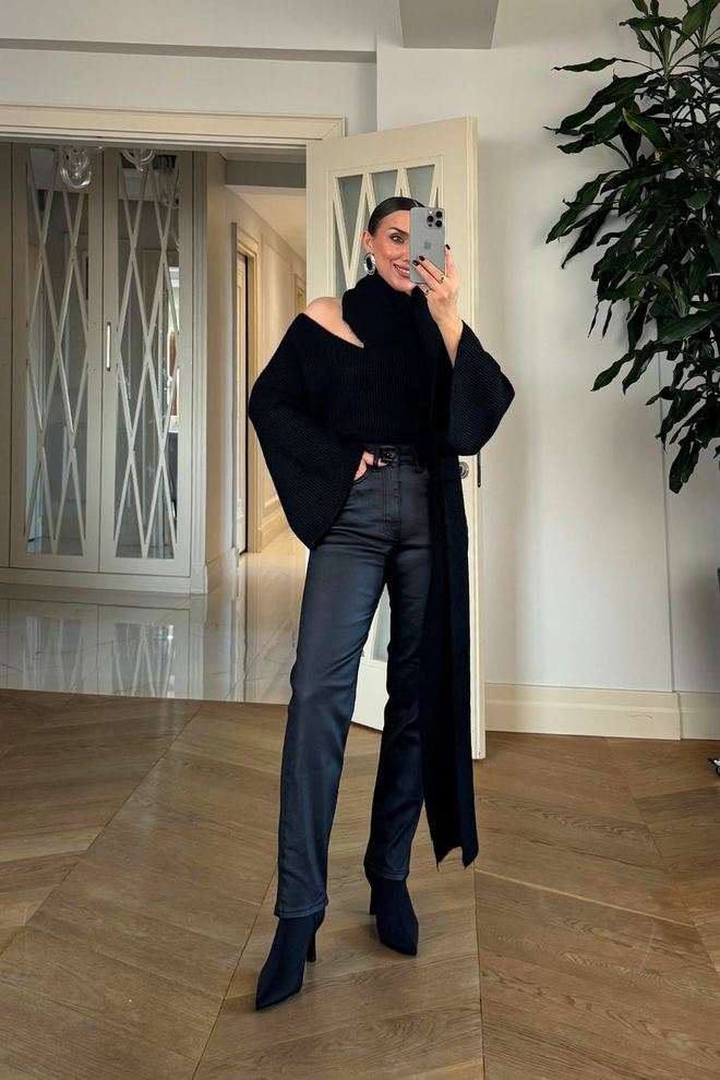 Tuba Waxed Boyfit Women's Pants Black Wholesale Clothing Vintage