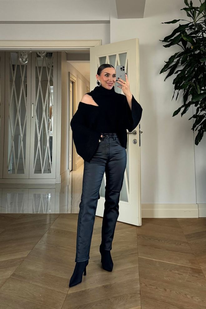 Tuba Black Elegant High Waist Cigarette Pants Wholesale Clothing Work