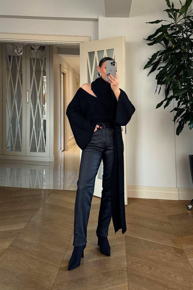 Tuba Black Elegant High Waist Cigarette Pants Wholesale Clothing Sexy