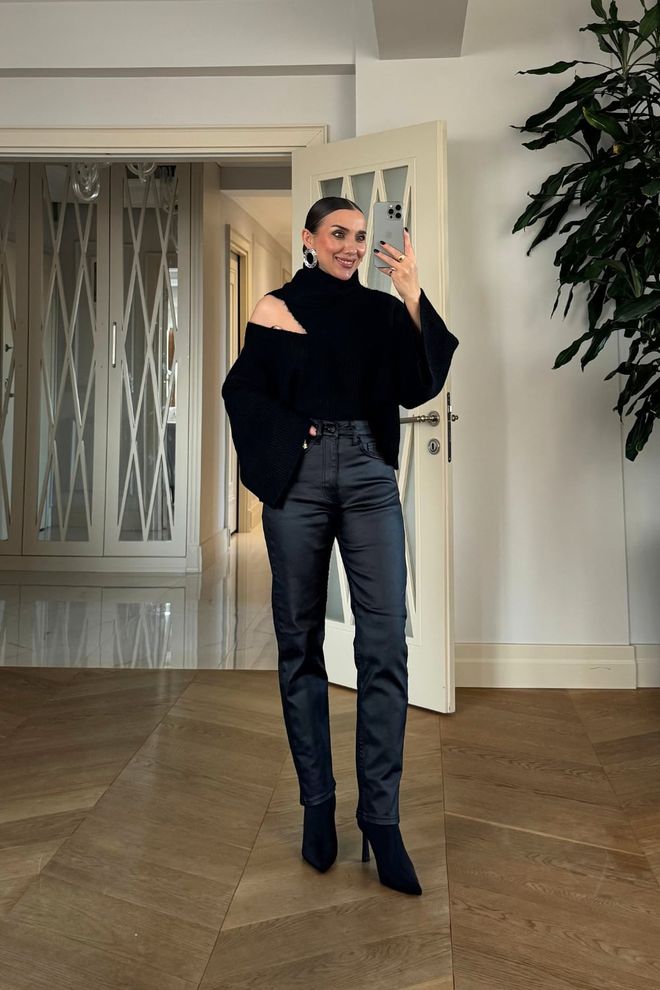 Tuba Black Elegant High Waist Cigarette Pants Wholesale Clothing 5