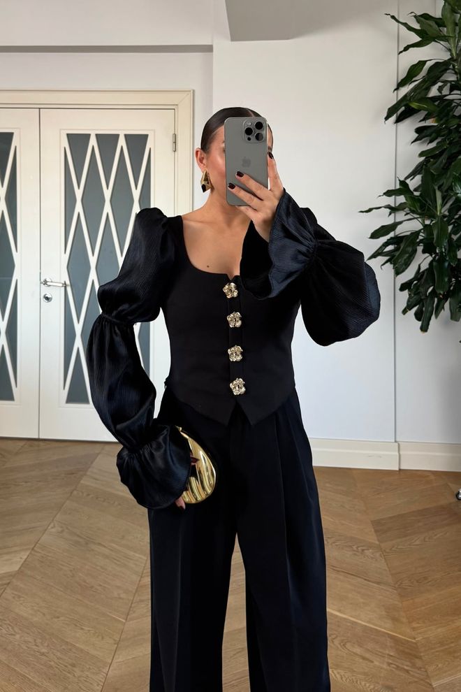 Tuba Black Elegant Formal Vintage Shirt Wholesale Clothing Work