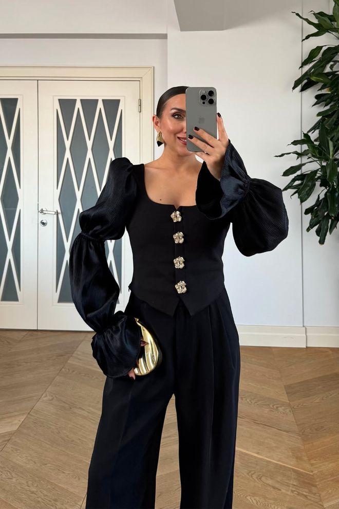 Tuba Black Elegant Formal Vintage Shirt Wholesale Clothing 1