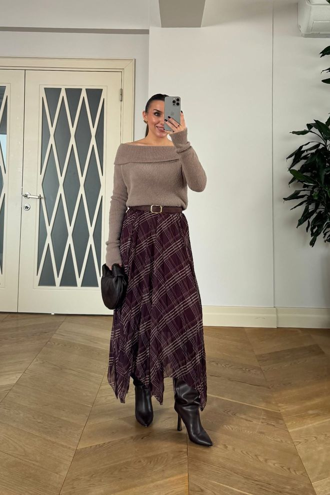 Tuba Claret Red Asymmetrical Midi Skirt Wholesale Clothing Graduation