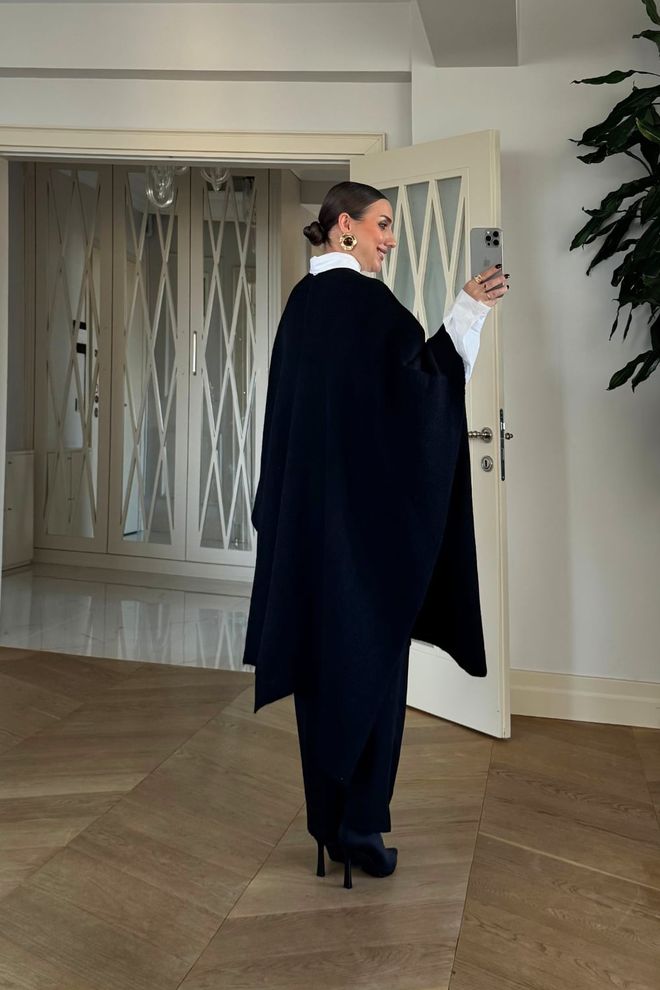 Tuba Black Cardigan Oversized Formal Elegant 3/4 Sleeve Wholesale Clothing Work