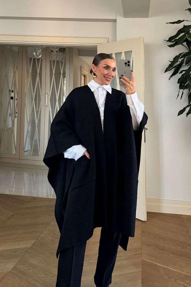 Tuba Black Cardigan Oversized Formal Elegant 3/4 Sleeve Wholesale Clothing 5