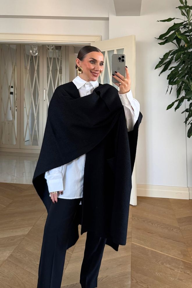 Tuba Black Cardigan Oversized Formal Elegant 3/4 Sleeve Wholesale Clothing Casual