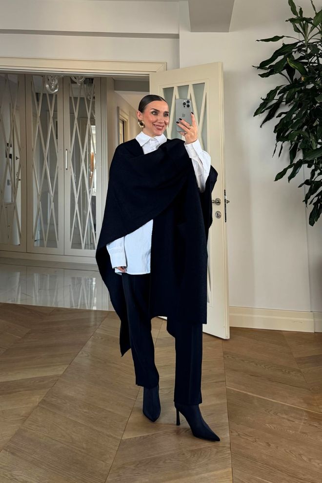 Tuba Black Cardigan Oversized Formal Elegant 3/4 Sleeve Wholesale Clothing Spring