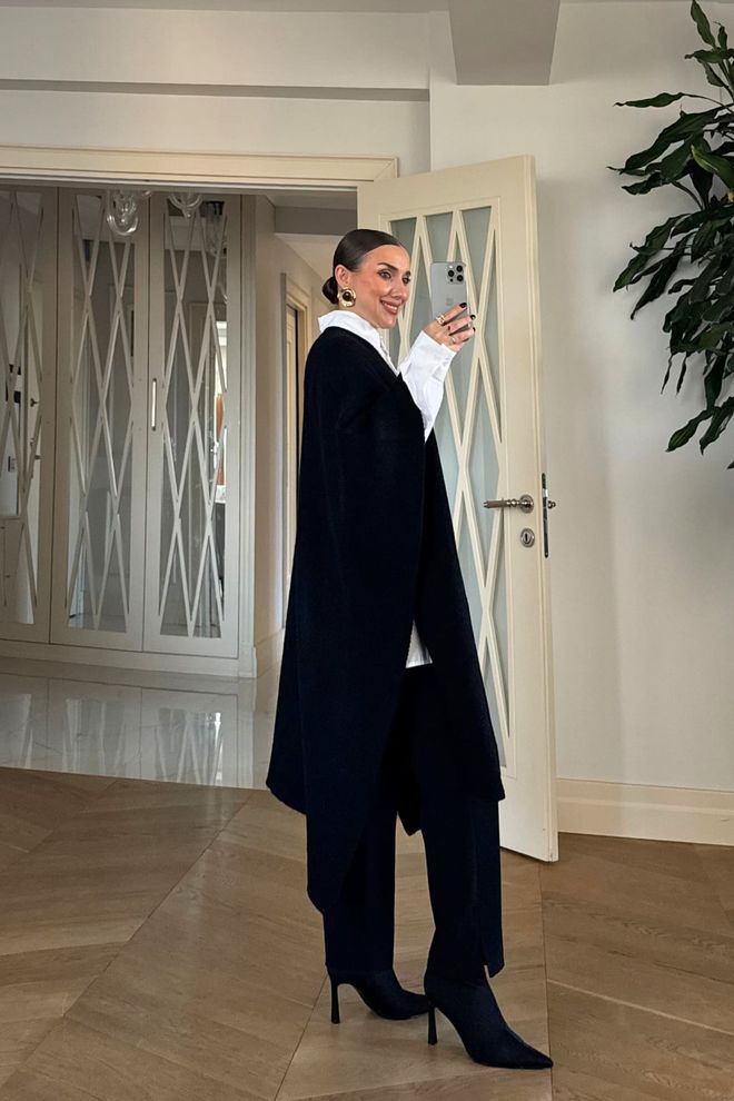 Tuba Black Cardigan Oversized Formal Elegant 3/4 Sleeve Wholesale Clothing Fall