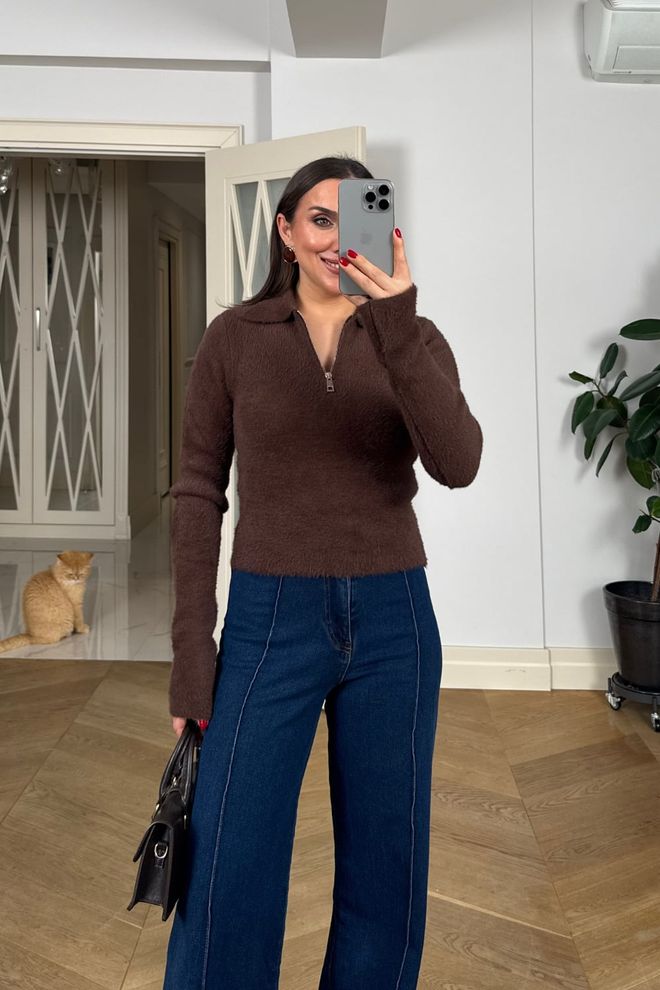 Tuba Brown Casual Elegant Slim Fit Cardigan Wholesale Clothing 1