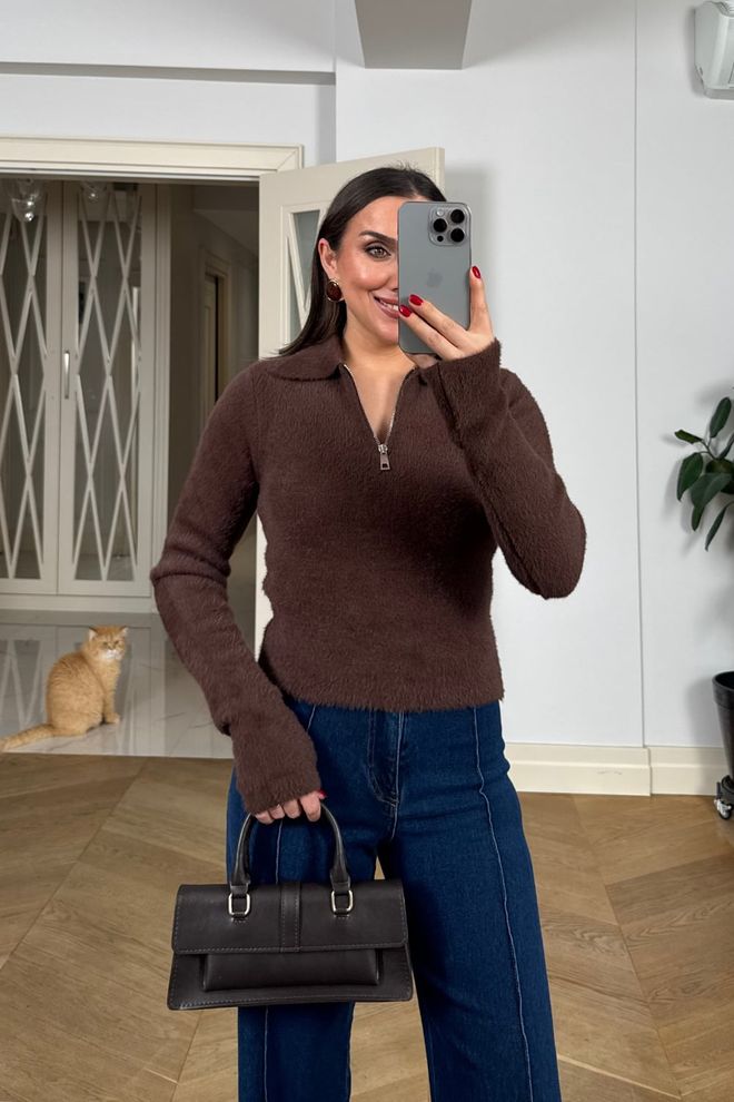 Tuba Brown Casual Elegant Slim Fit Cardigan Wholesale Clothing Elegant