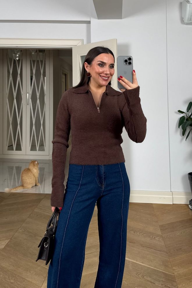 Tuba Brown Casual Elegant Slim Fit Cardigan Wholesale Clothing Lounge